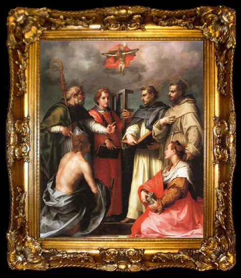 framed  Andrea del Sarto The Debate over the Trinity, ta009-2
